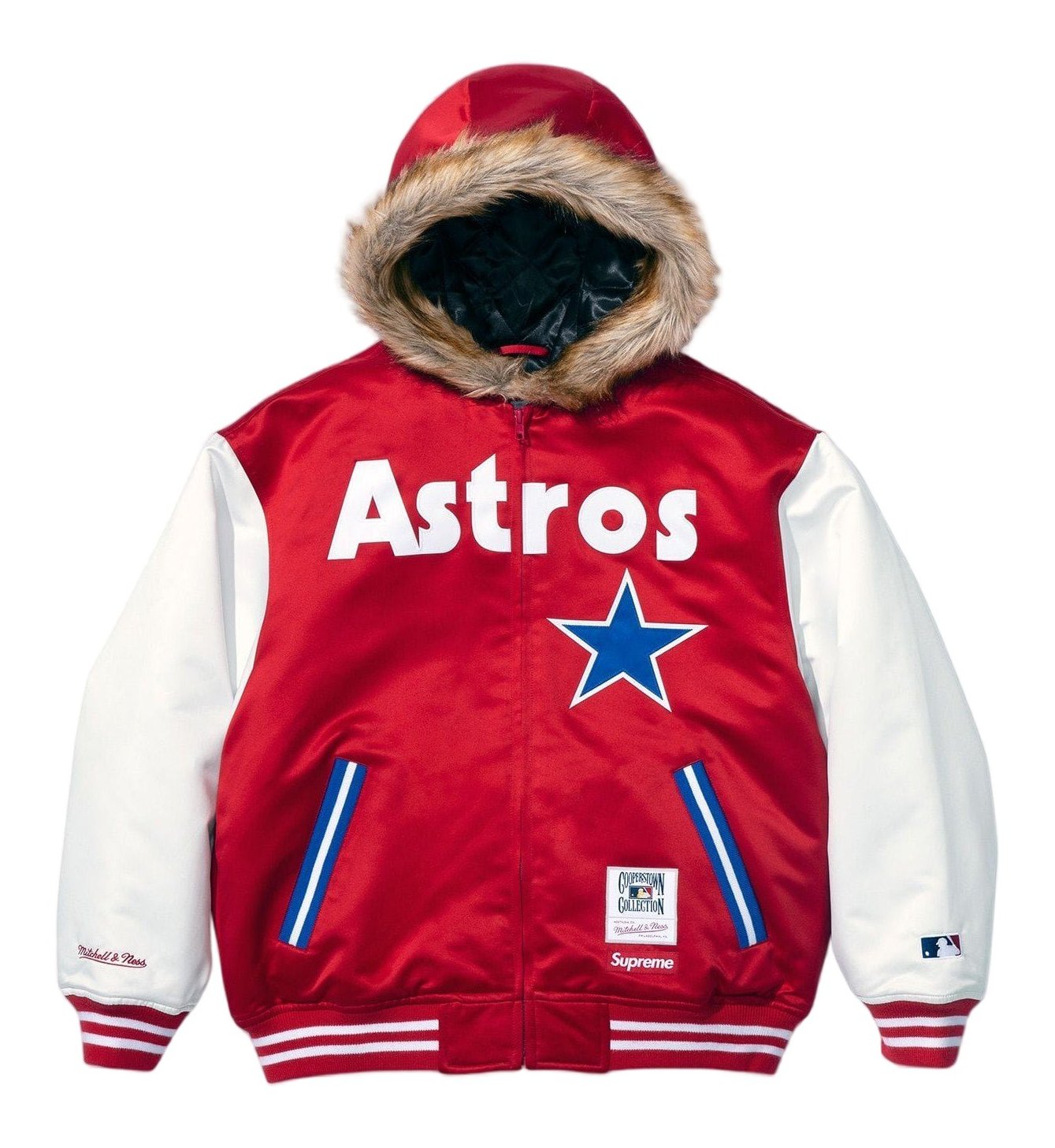 Supreme®/Mitchell & Ness® Teams Hooded Satin Varsity Jacket view 4